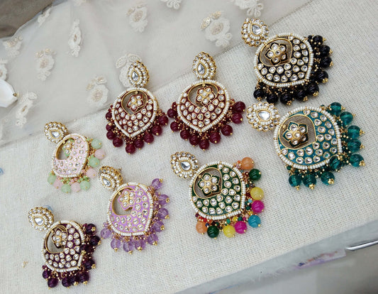Indian Kundan Earrings Jewelery/Kundan Earrings/ bollywood Earrings stand Set