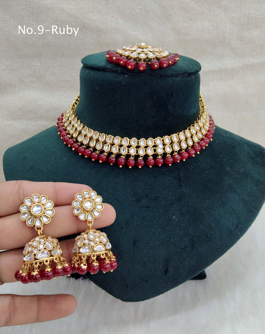 Gold Kundan necklace Jewellery Set/ Gold kundan ruby Indian jewellery kundan boxes sets