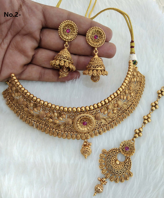 Choker Set Polki indian  Jewellery choker Set/ Bollywood Style Gold Finish South Indian right bridal Jewellery