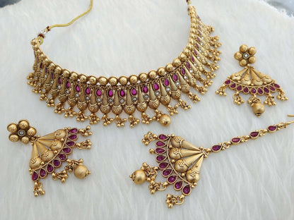 Choker Set Polki indian Jewellery choker Set/ Bollywood Style Gold Finish South Indian right bridal Jewellery