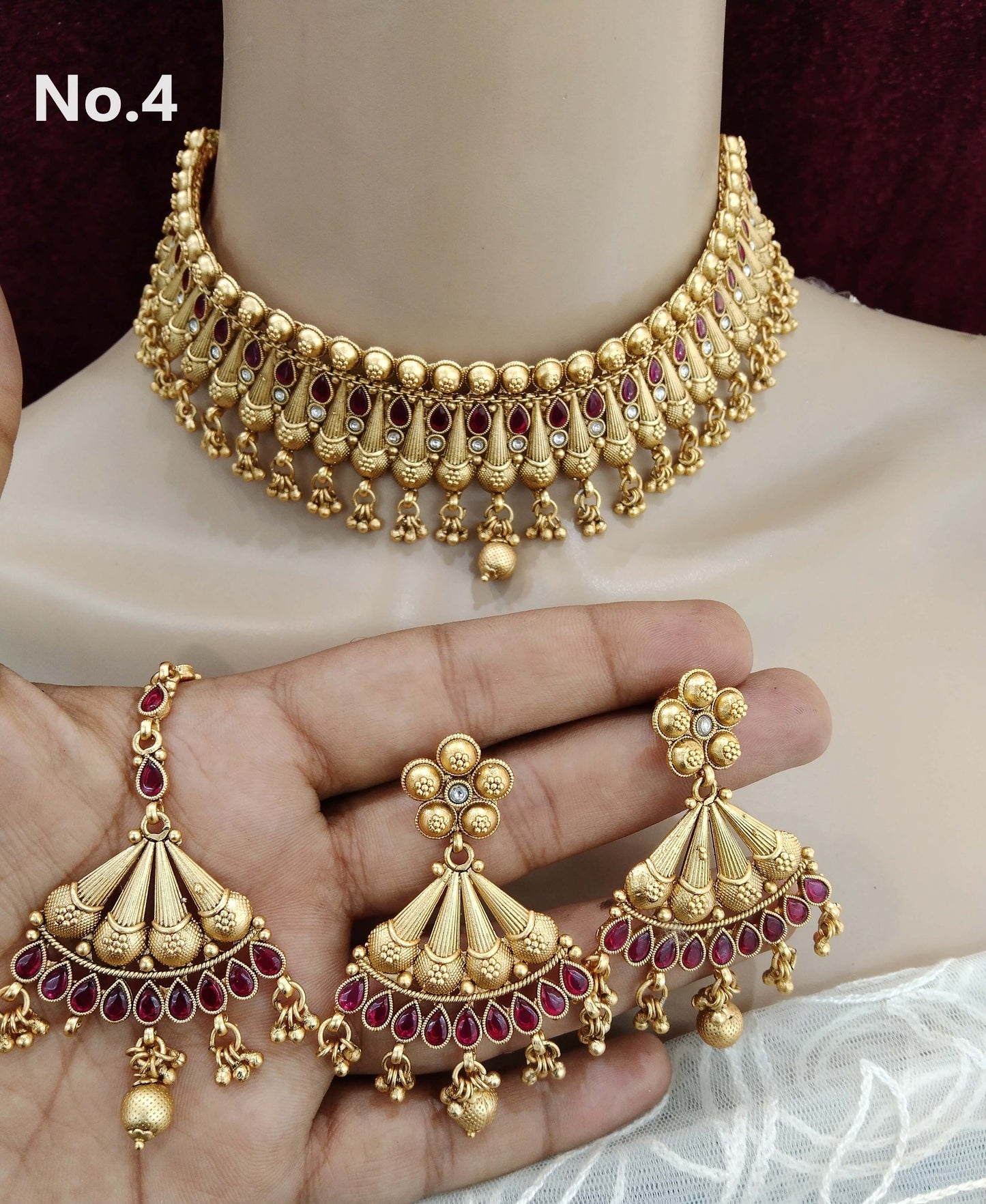 Choker Set Polki indian Jewellery choker Set/ Bollywood Style Gold Finish South Indian right bridal Jewellery