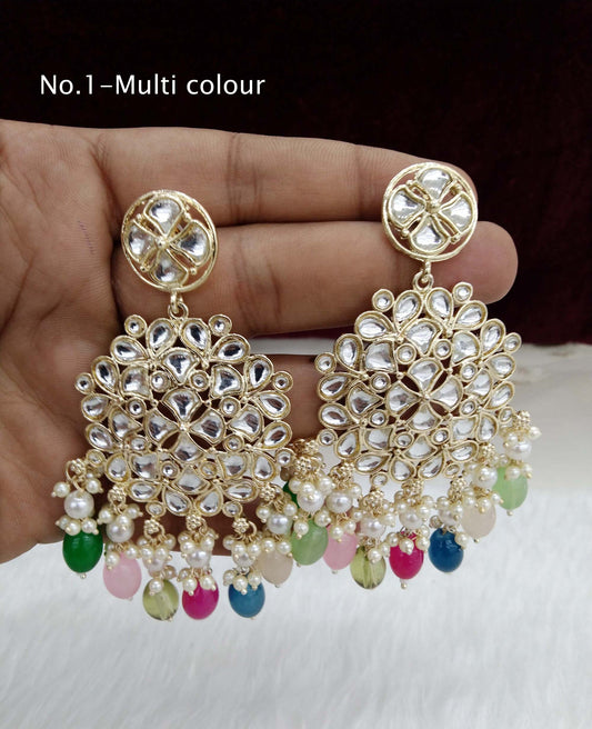 Indian Kundan Earrings Jewellery/Kundan Earrings/ multicolor, gold white, lavender topics Earrings Set