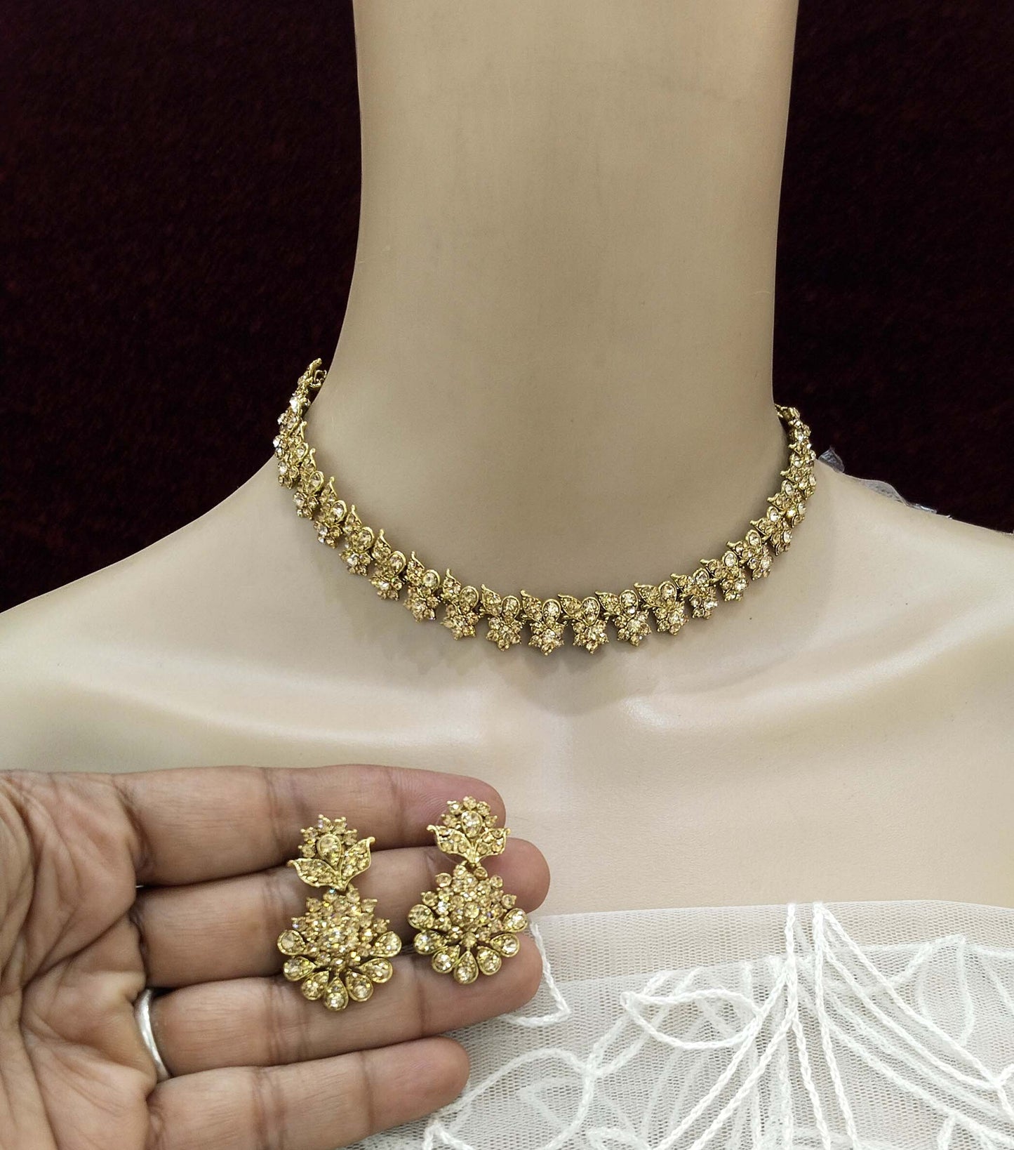Antique Gold Jewellery Necklace Set /Antique dark gold finish Jewellery virat necklace set Online