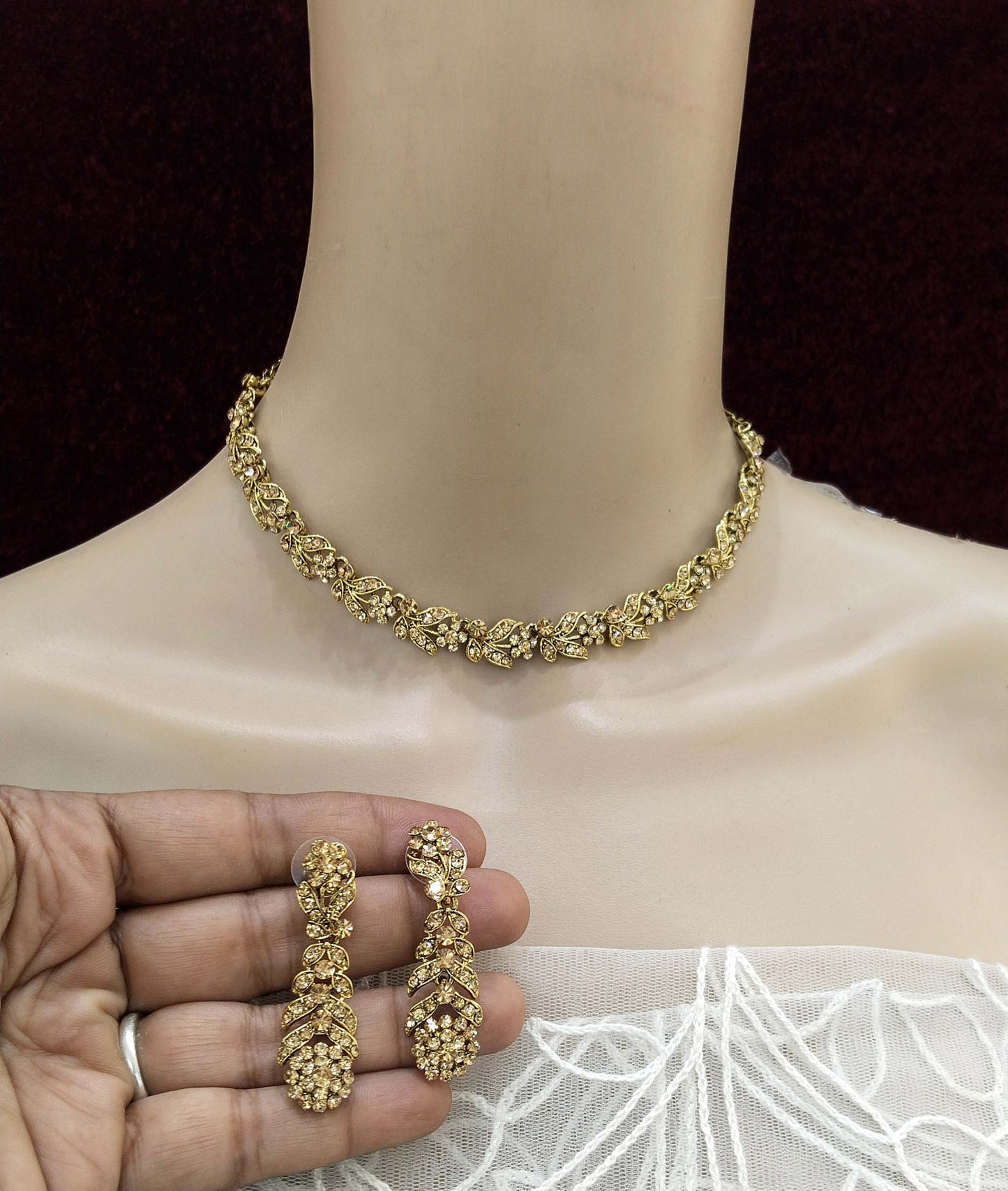 Antique Gold Jewellery Necklace Set /Antique dark gold finish Jewellery virat necklace set Online