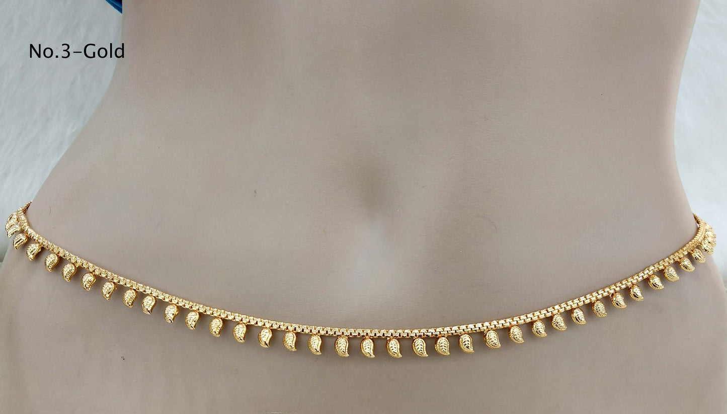 Gold belt Sari Saree belly Chain Jewellery Indian Kamarbandh Kamarband Belt