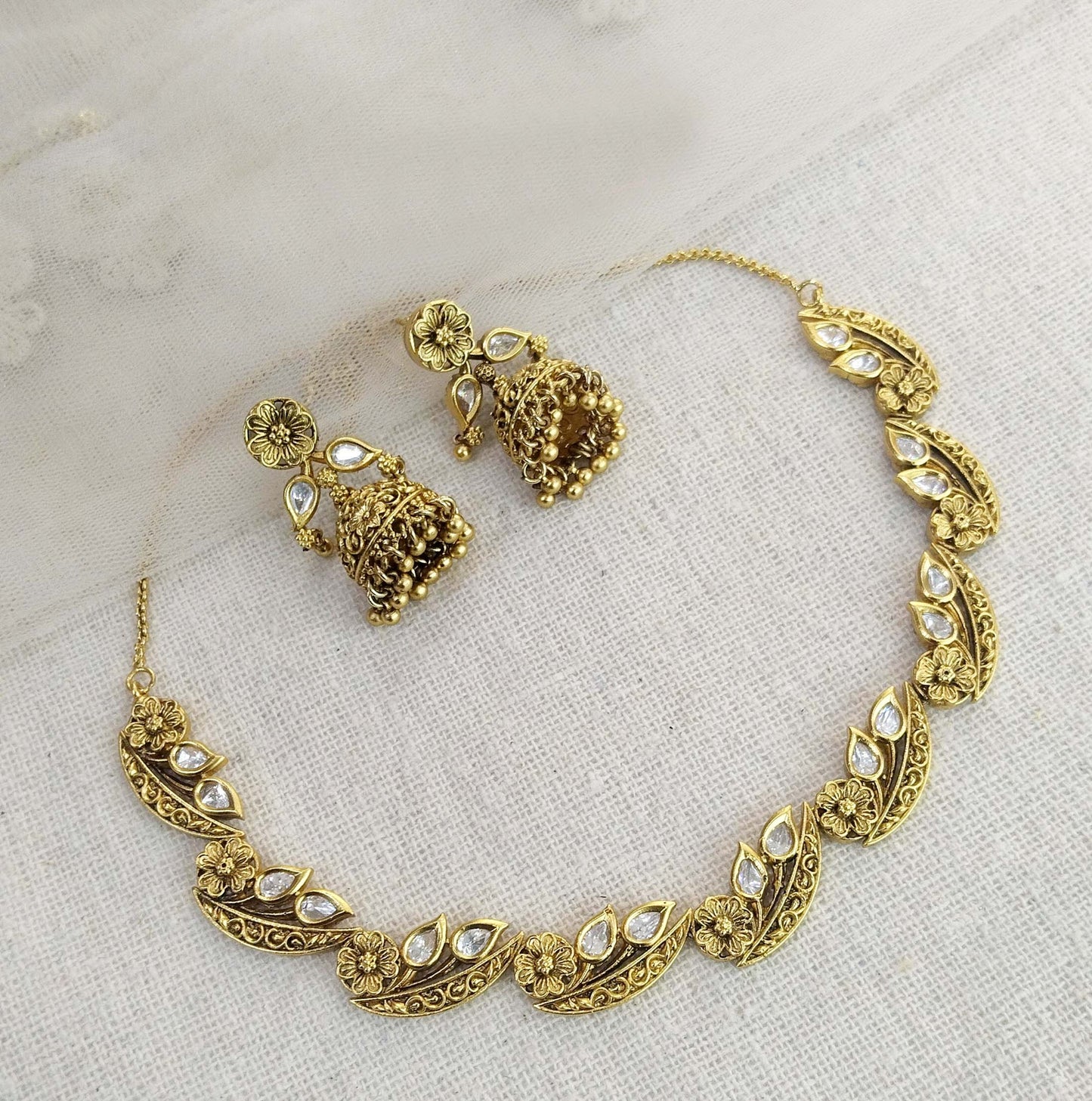 Gold necklace Jewellery Set/ gold polki necklace Indian global Jewellery
