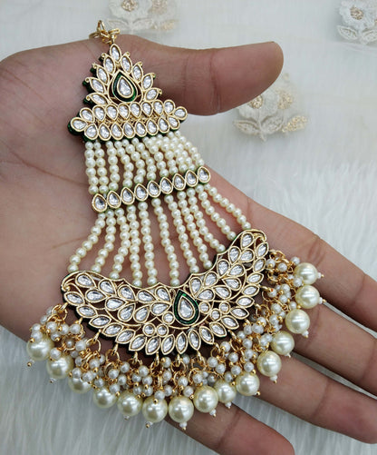 Gold finish Passa Jhumar Jhoomer Headpiece Bridal Passa/Hijab bika Headpiece