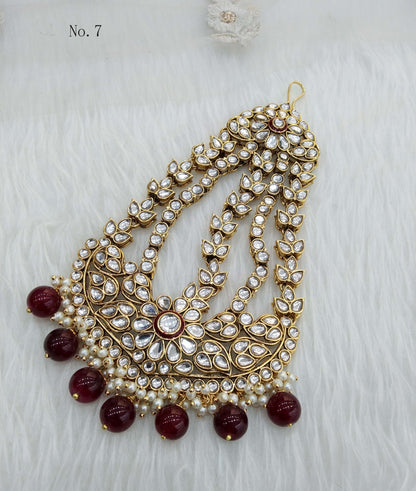 Gold finish Passa Jhumar Jhoomer Headpiece Bridal Passa/Hijab bika Headpiece