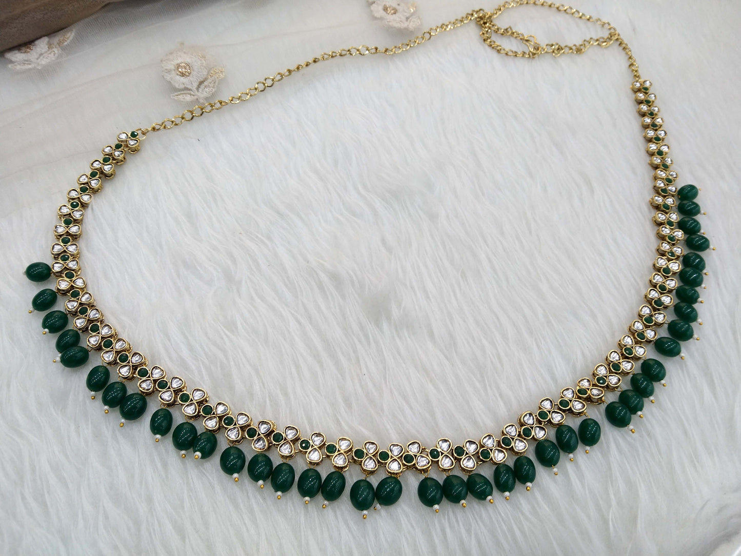 Gold Green Belt Sari Saree belly Chain Jewellery Indian Kamarbandh Kamarband Belt