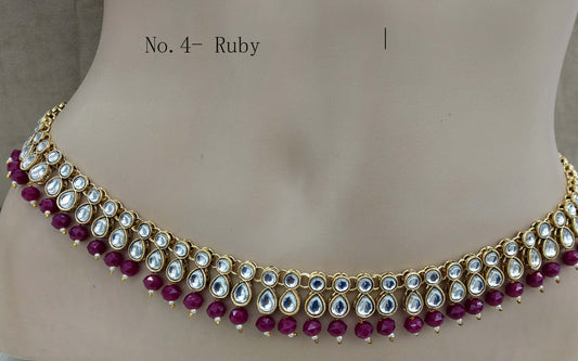 gold ruby belt Sari Saree belly Chain Jewellery Indian Kamarbandh Kamarband Belt