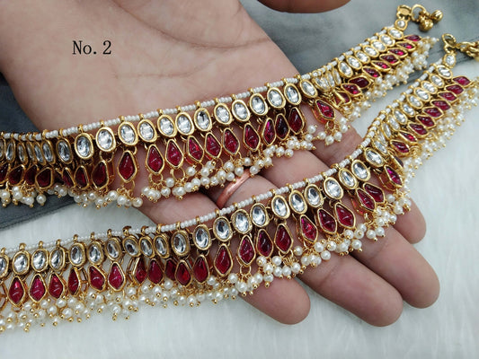 Anklets Foot Bracelet Payal Jhanjar Kundan Jewellery Jewellery/Indian pair Anklets Payal Foot Accessory Traditional Bollywood Panjeb Jewellery