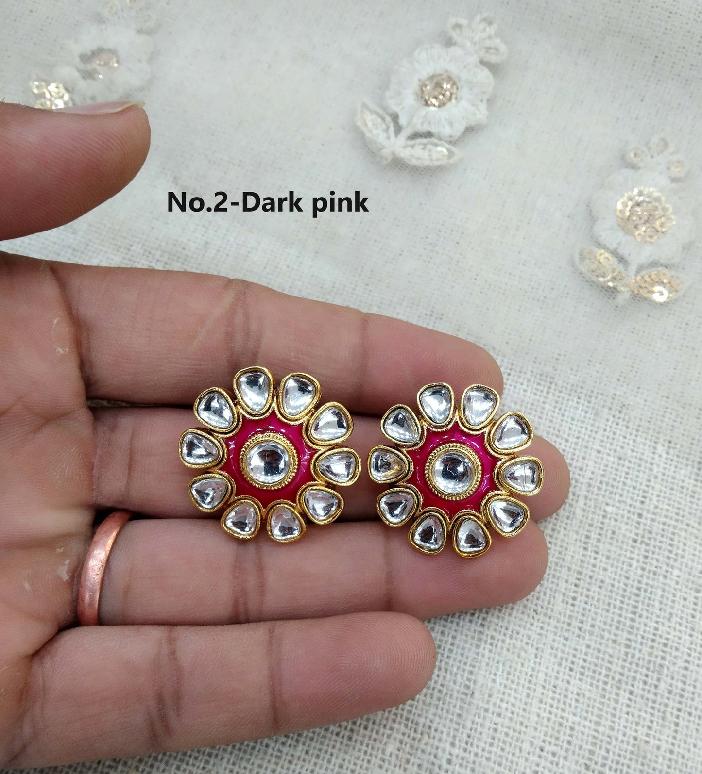 Stud Earrings Indian Jewellrry/Indian Stud Earrings/Gold white stud earrings/Indian Tops Earrings  Jewellery/Bollywood stud earrings