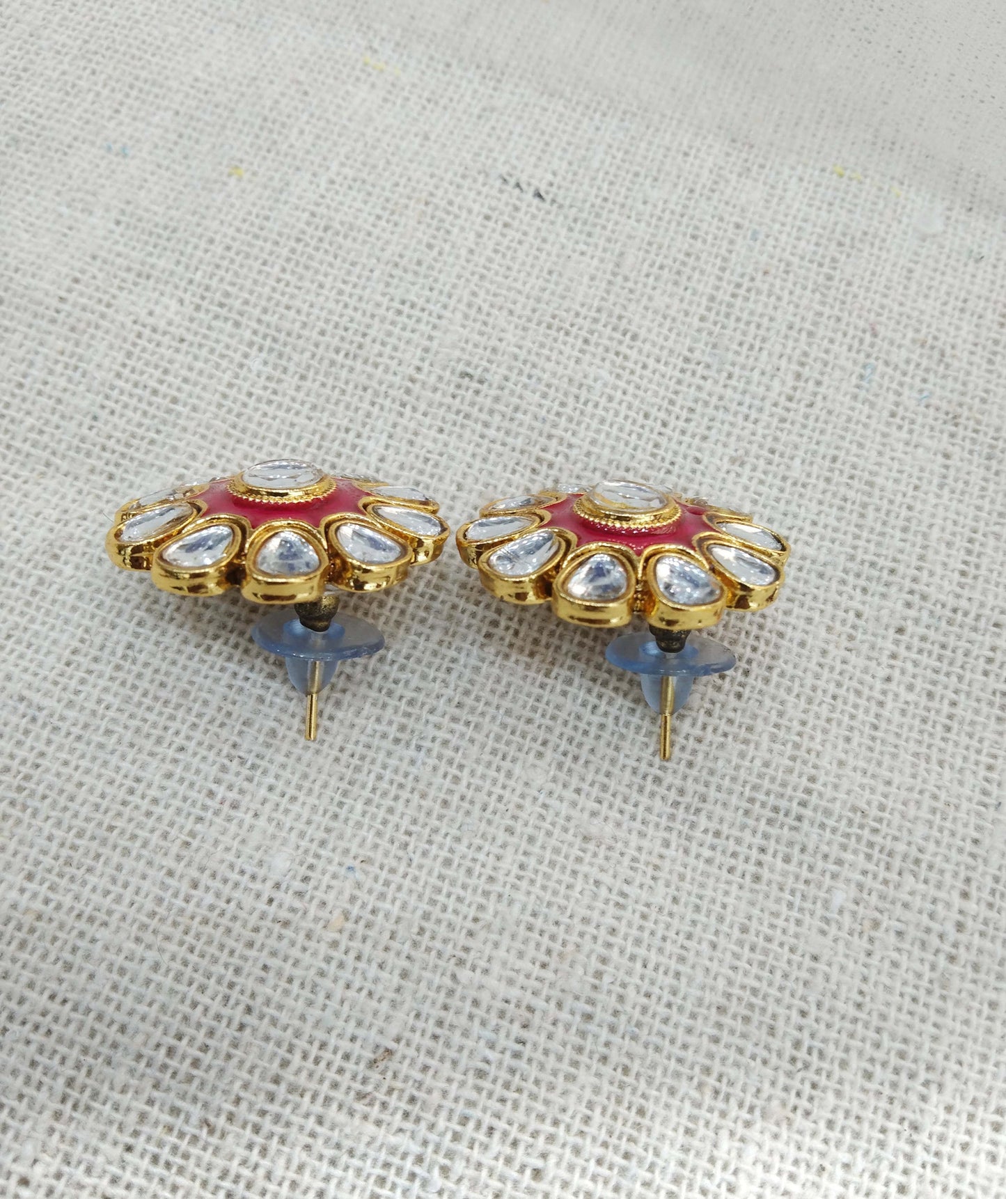 Stud Earrings Indian Jewellrry/Indian Stud Earrings/Gold white stud earrings/Indian Tops Earrings  Jewellery/Bollywood stud earrings