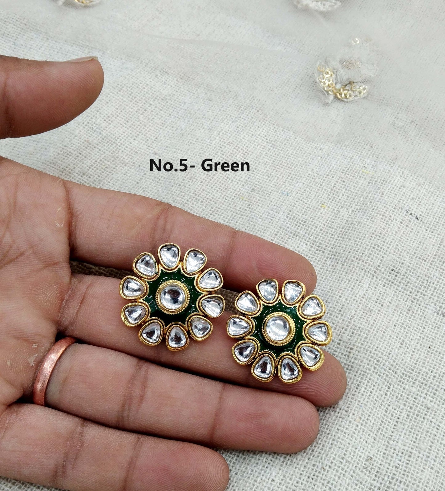 Stud Earrings Indian Jewellrry/Indian Stud Earrings/Gold white stud earrings/Indian Tops Earrings  Jewellery/Bollywood stud earrings