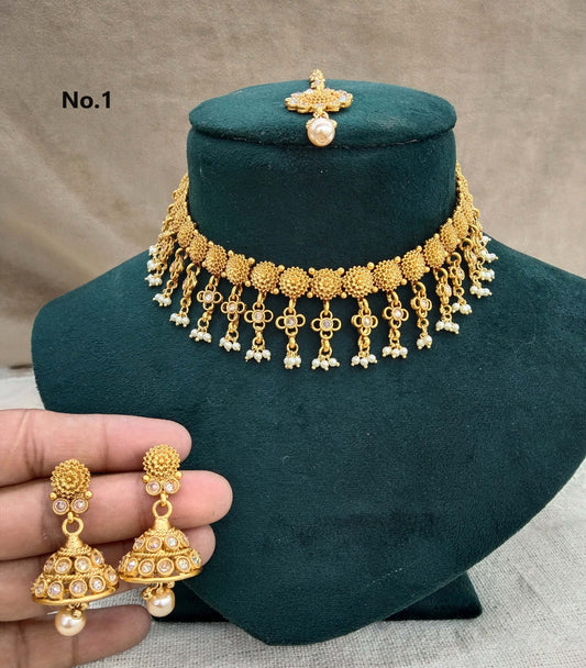 Gold necklace Jewellery Set/ gold polki necklace Indian drive Jewellery