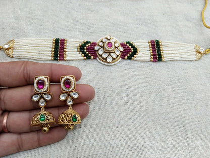 Gold polki kundan choker Jewellery set/ Gold choker sites set