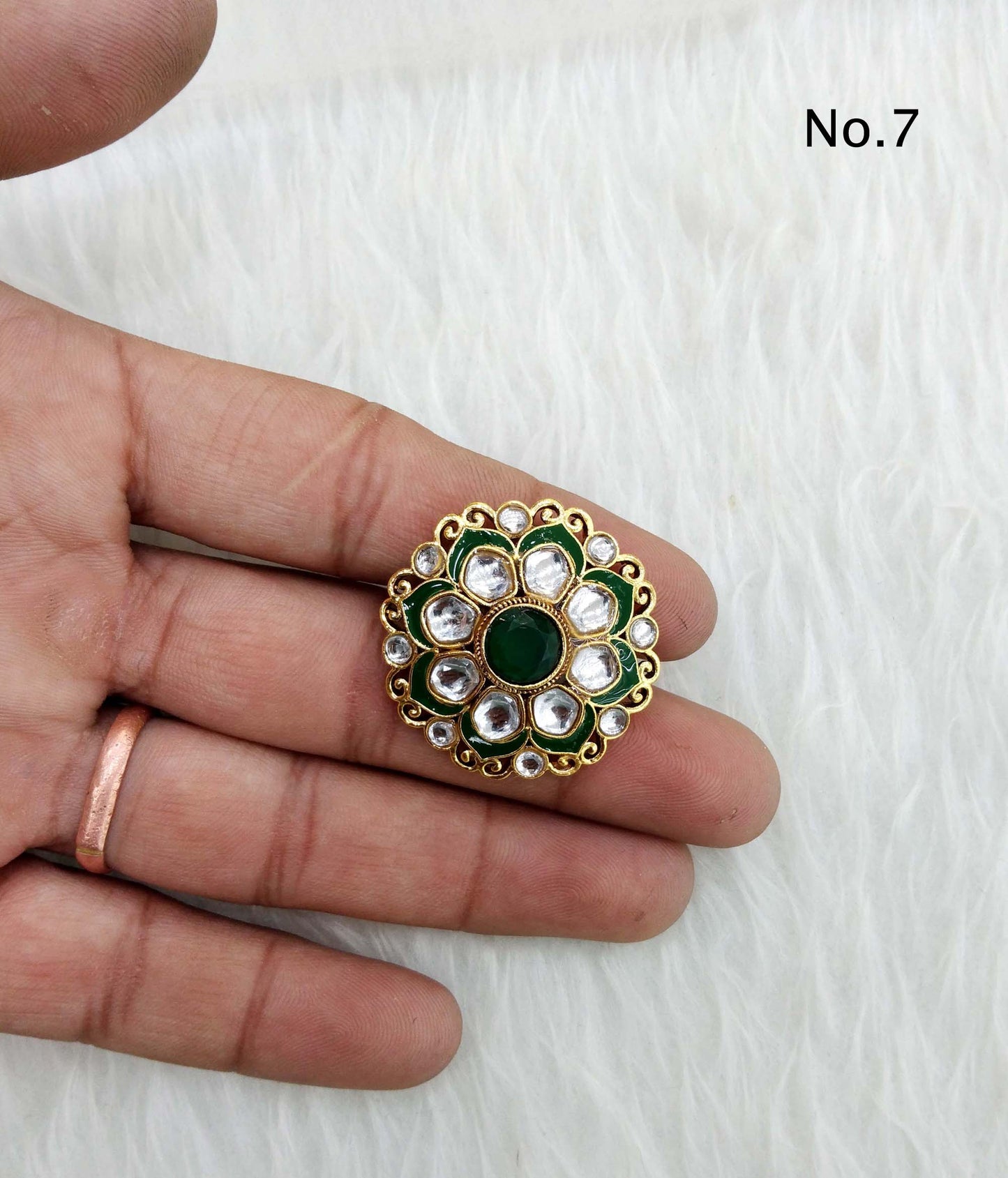 Indian Ring /Gold kundan finger rings Big round bridal ring hand accessory/limi