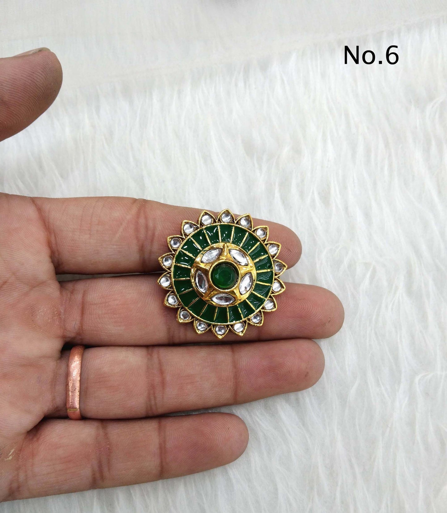 Indian Ring /Gold kundan finger rings Big round bridal ring hand accessory/limi