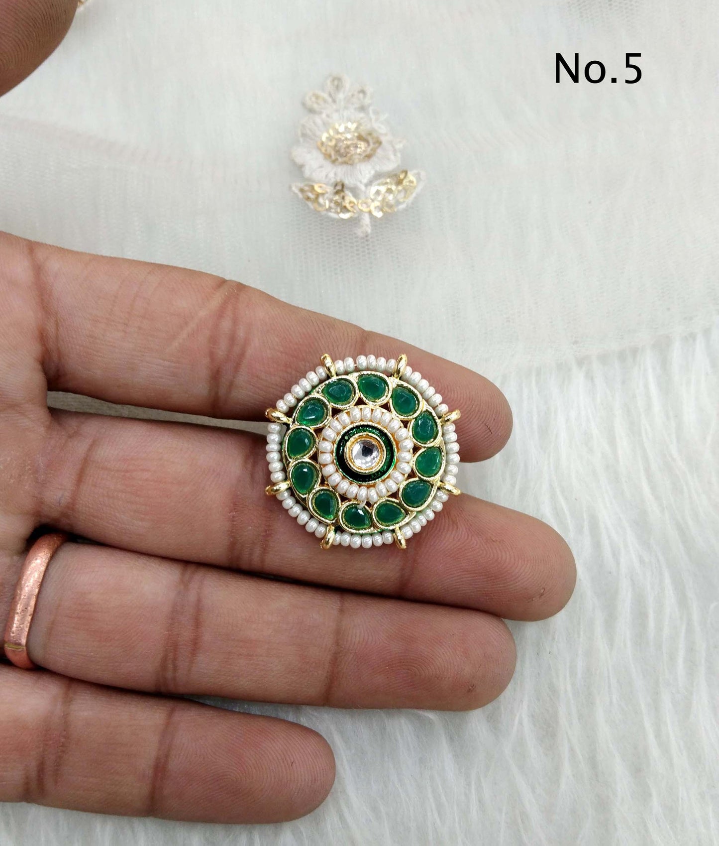 Indian Ring /Gold kundan finger rings Big round bridal ring hand accessory/limi