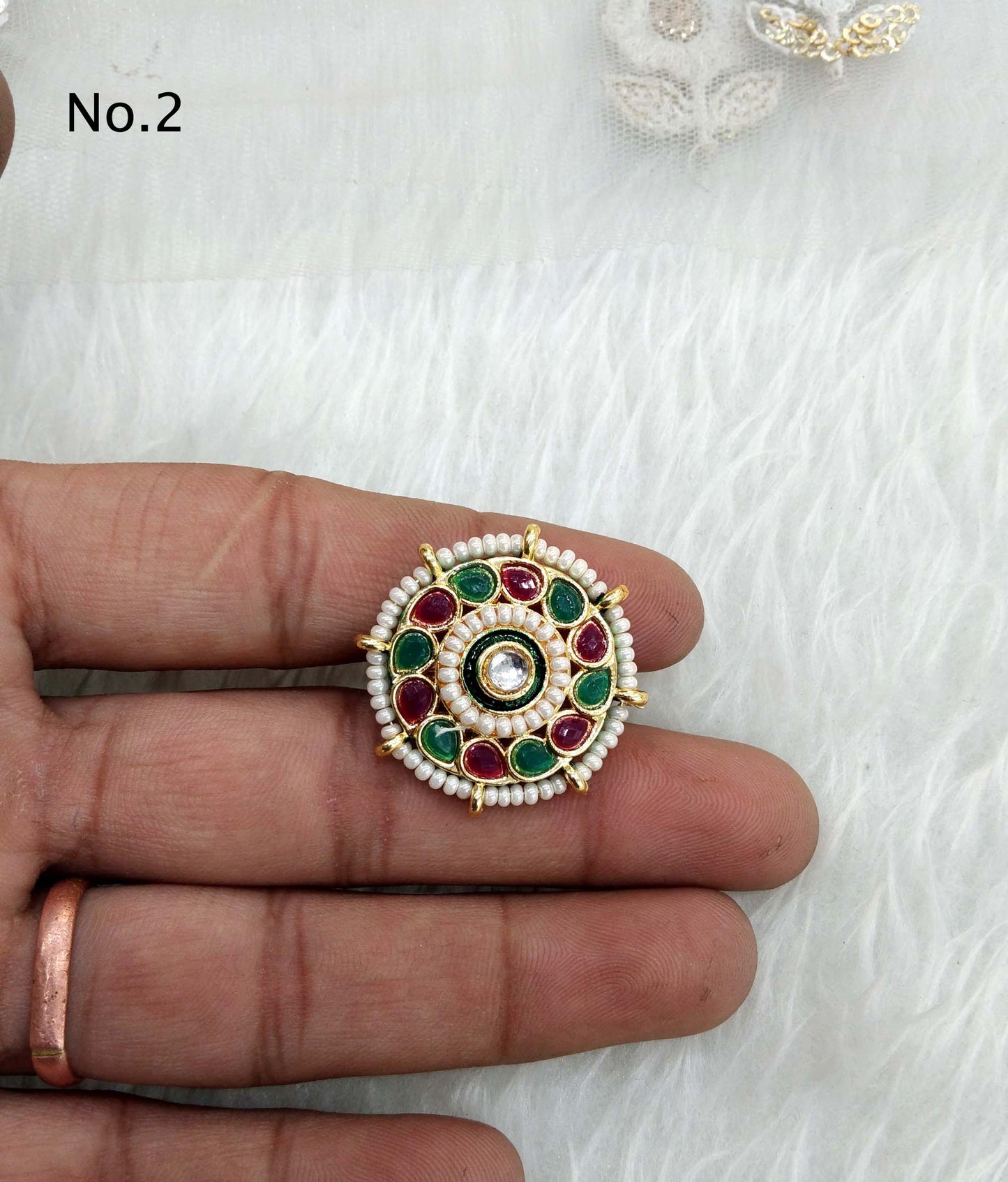 Indian Ring /Gold kundan finger rings Big round bridal ring hand accessory/limi