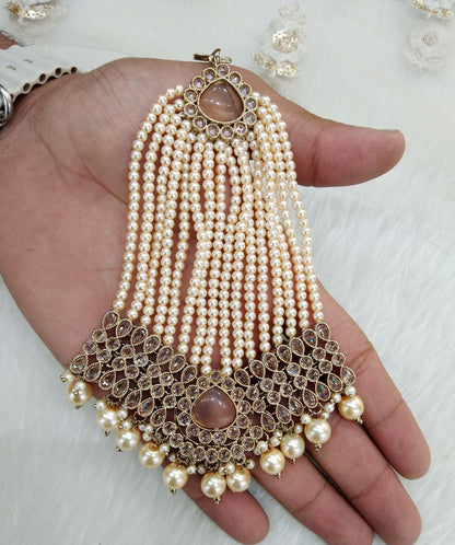 Dark gold, SIlver HeadPassa Jhumar Jhoomer Headpiece Bridal Passa/Hijab Headpiece/Pakistani side Headpiece