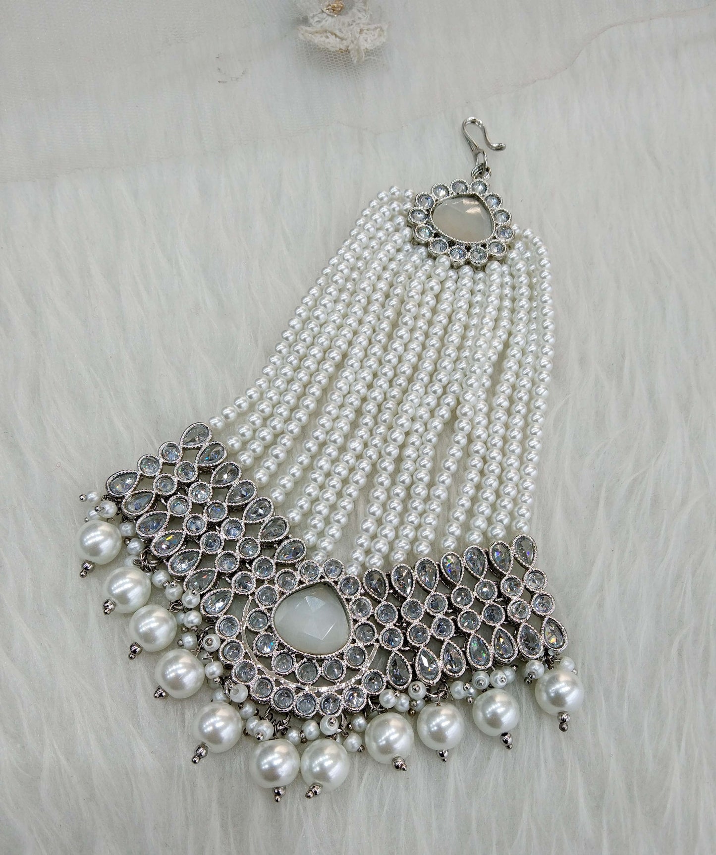 Dark gold, SIlver HeadPassa Jhumar Jhoomer Headpiece Bridal Passa/Hijab Headpiece/Pakistani side Headpiece