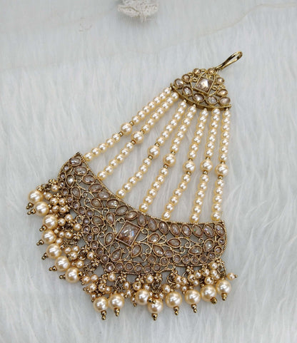Dark gold, SIlver HeadPassa Jhumar Jhoomer Headpiece Bridal Passa/Hijab Headpiece/Pakistani side Headpiece