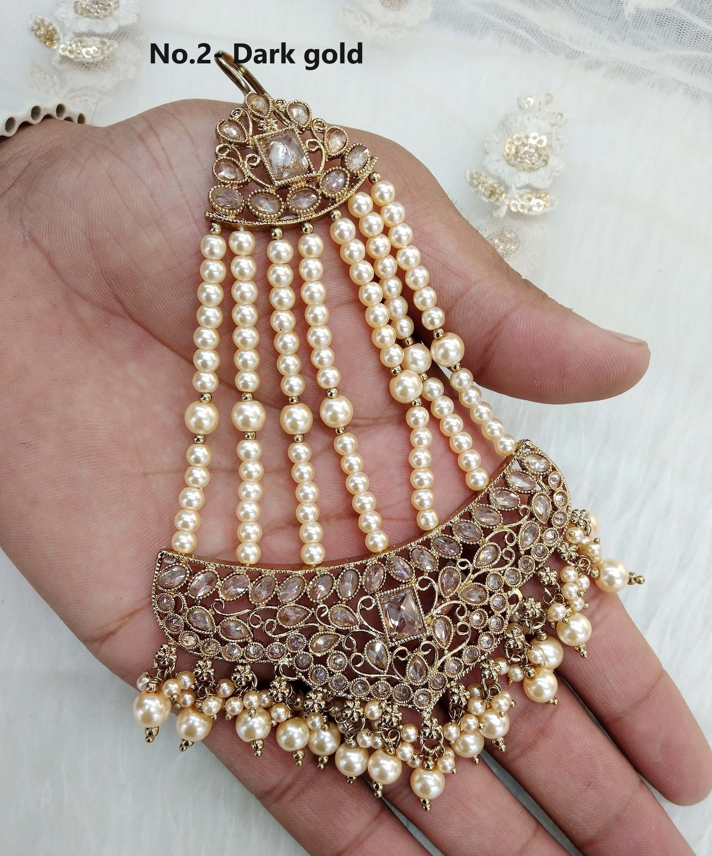 Dark gold, SIlver HeadPassa Jhumar Jhoomer Headpiece Bridal Passa/Hijab Headpiece/Pakistani side Headpiece