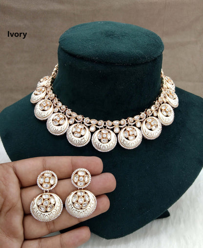 Ivory Kundan Necklace Jewellery Set/ Gold kundan Indian jewelry kundan runes sets