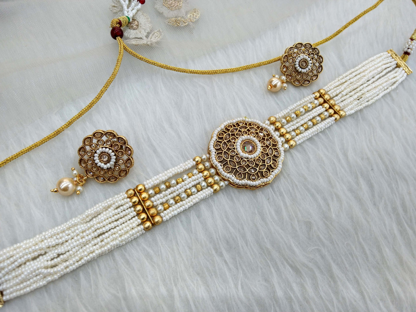 Gold polki choker Jewellery set/ Gold choker surrey set