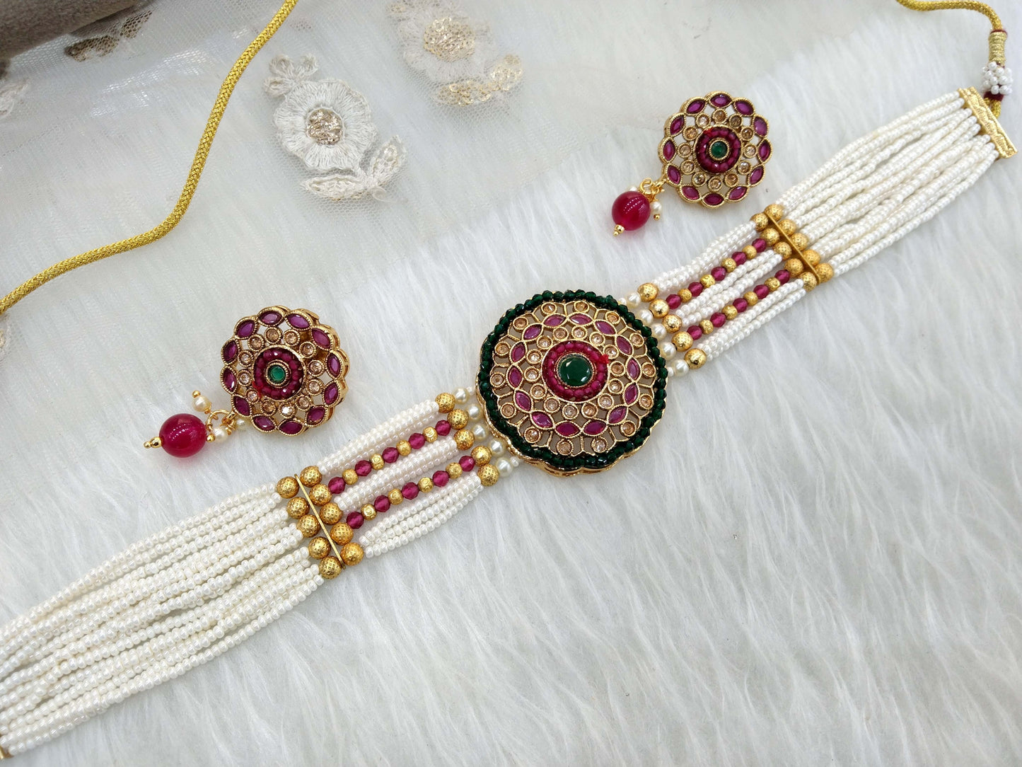 Gold polki choker Jewellery set/ Gold choker surrey set