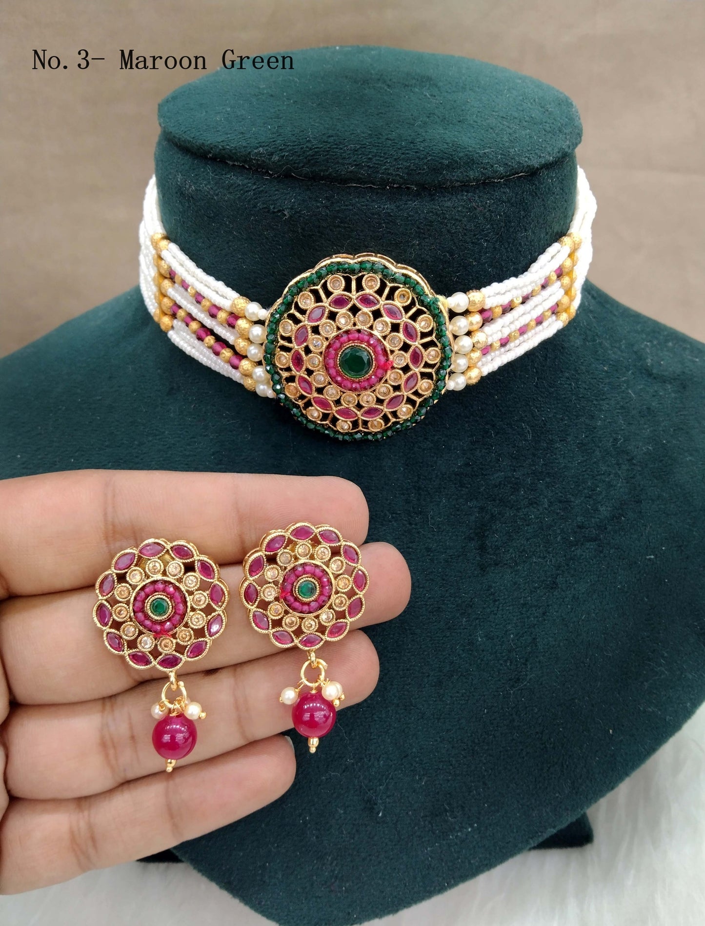Gold polki choker Jewellery set/ Gold choker surrey set