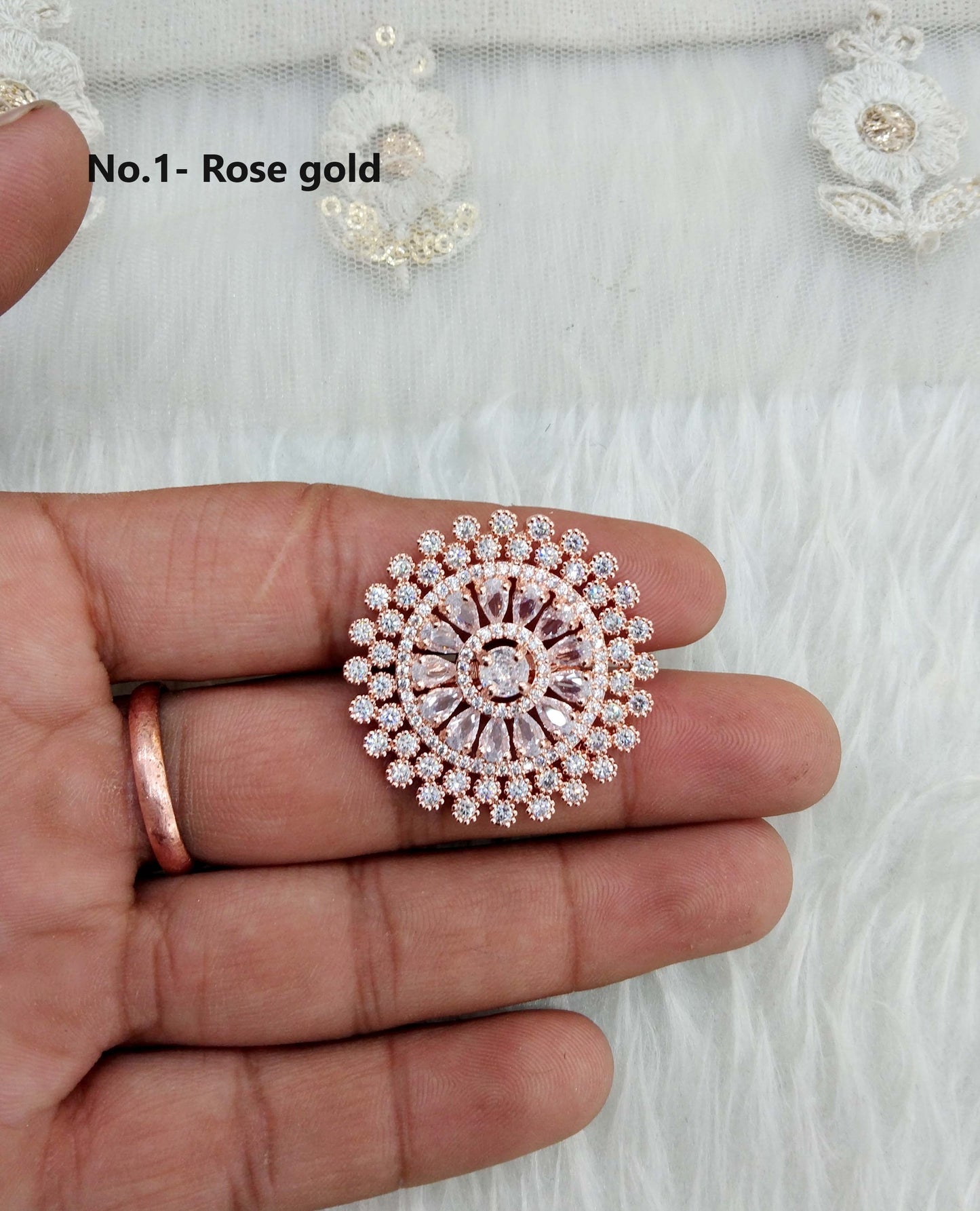 Indian Ring /Rose gold, silver finger rings Big round bridal rings hand accessory