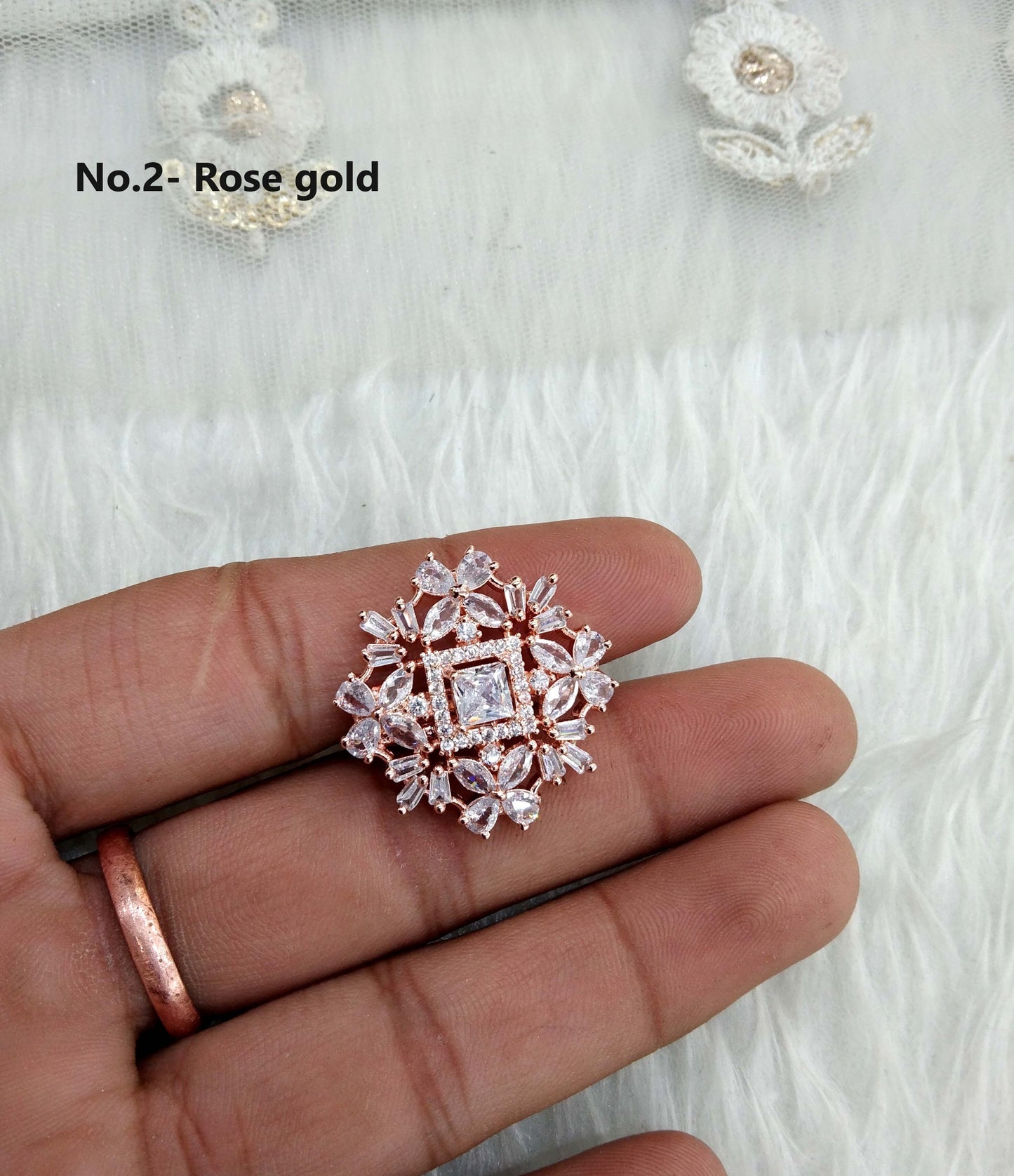 Indian Ring /Rose gold, silver finger rings Big round bridal rings hand accessory