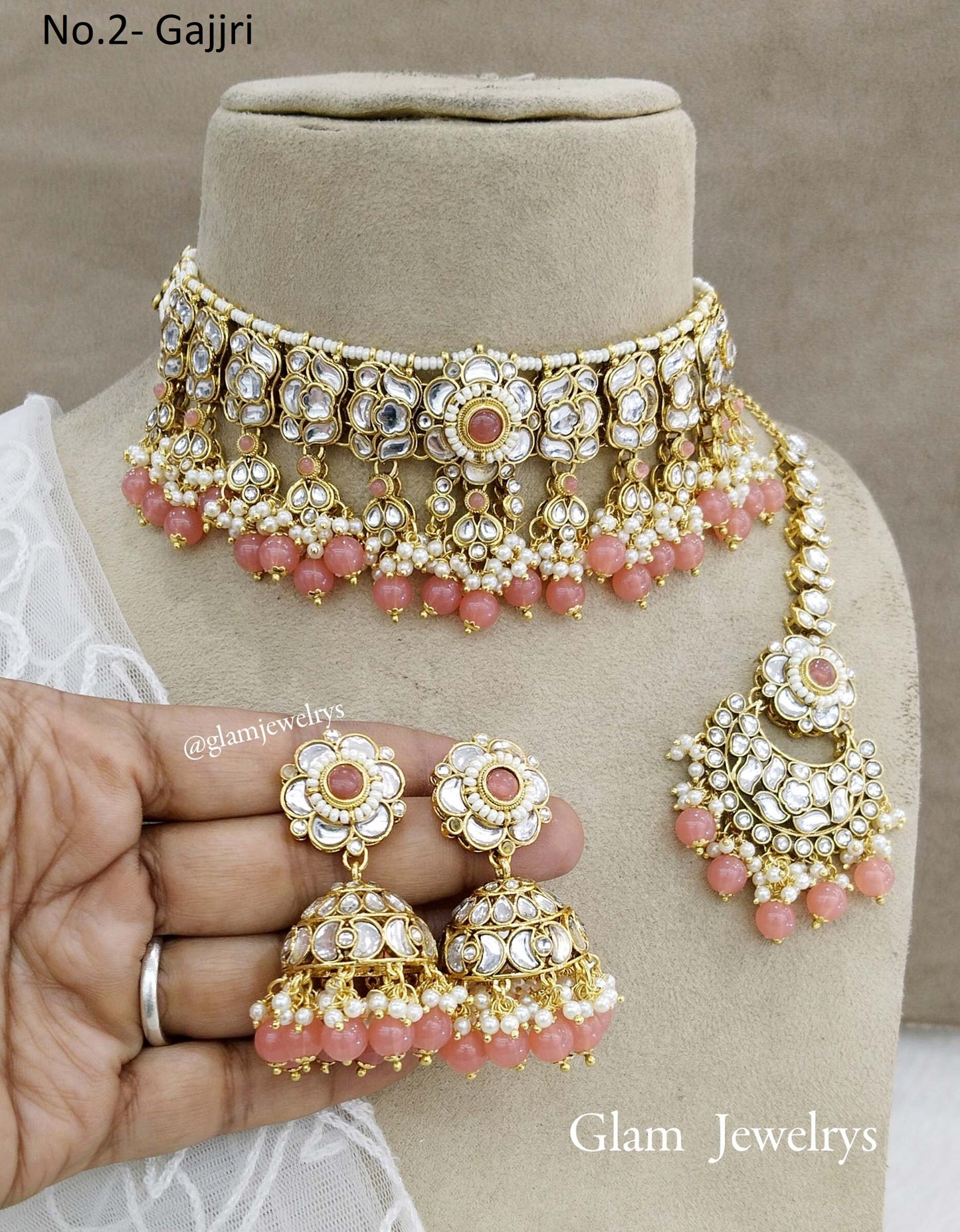 Kundan Choker Set/ Gold gaajri kundan Indian jewelry kundan choker saga sets