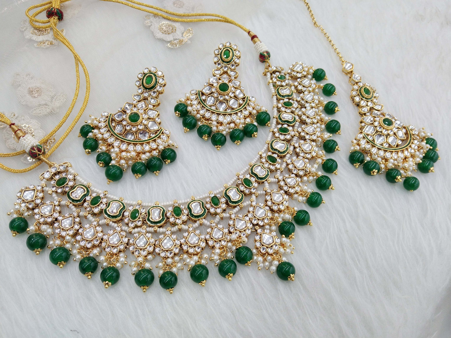 Kundan Necklace Jewellery Set/ Gold Maroon Kundan Indian jewellery kundan disco sets