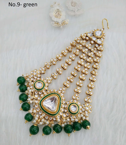 Gold finish kundan Passa Jhumar Jhoomer Headpiece Bridal Passa/Hijab bika Headpiece