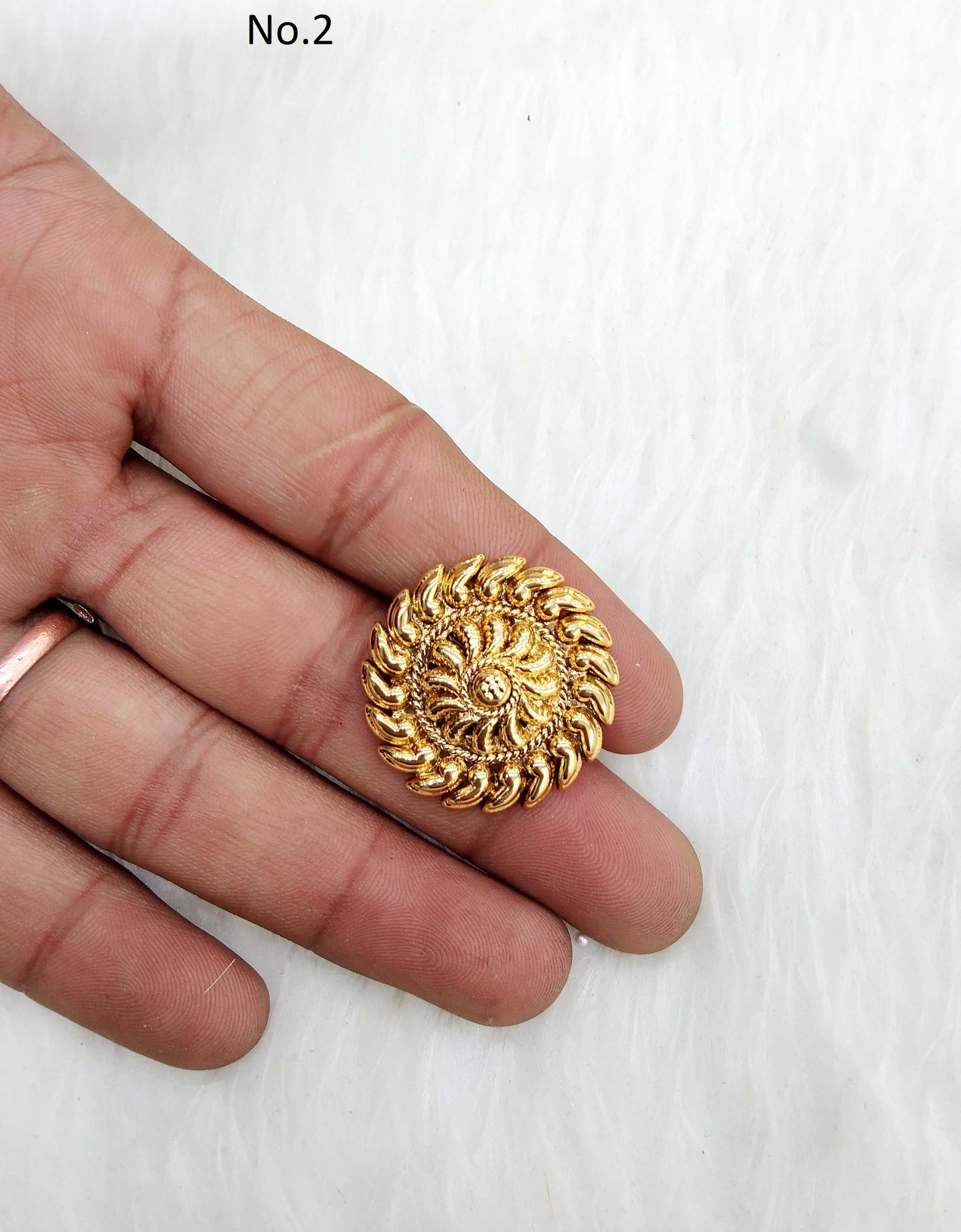 Indian Ring /gold finish Finger rings round bridal cocktail ring hand accessory