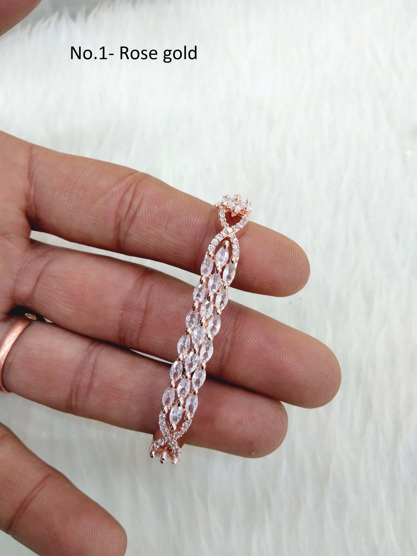 Rose gold silver openable bracelets  Jewellery/ Bollywood Jewelry/ Adjustable cubic zirconia bracelets /Wedding bracelets
