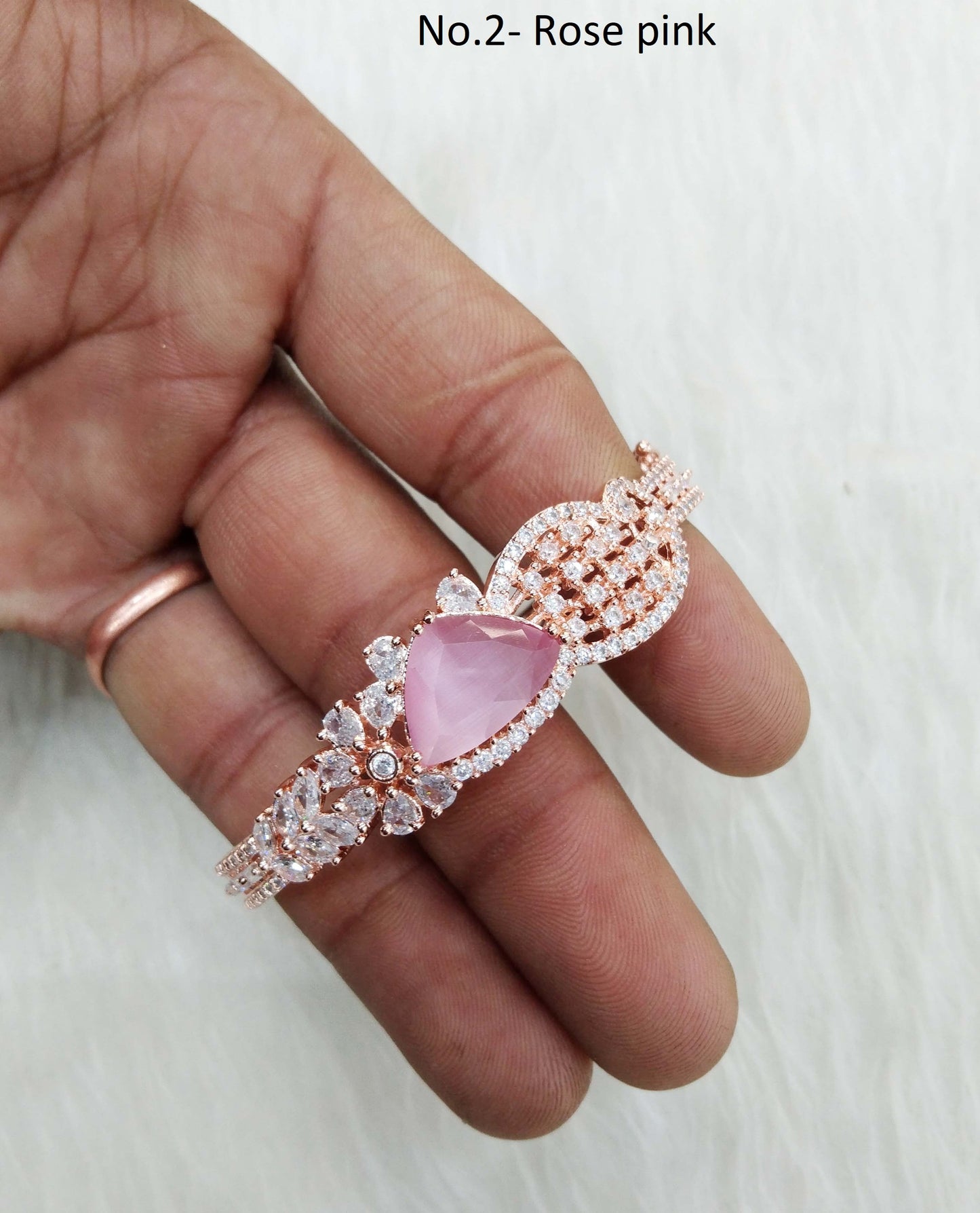 Rose gold silver openable bracelets  Jewellery/ Bollywood Jewelry/ Adjustable cubic zirconia bracelets /Wedding bracelets