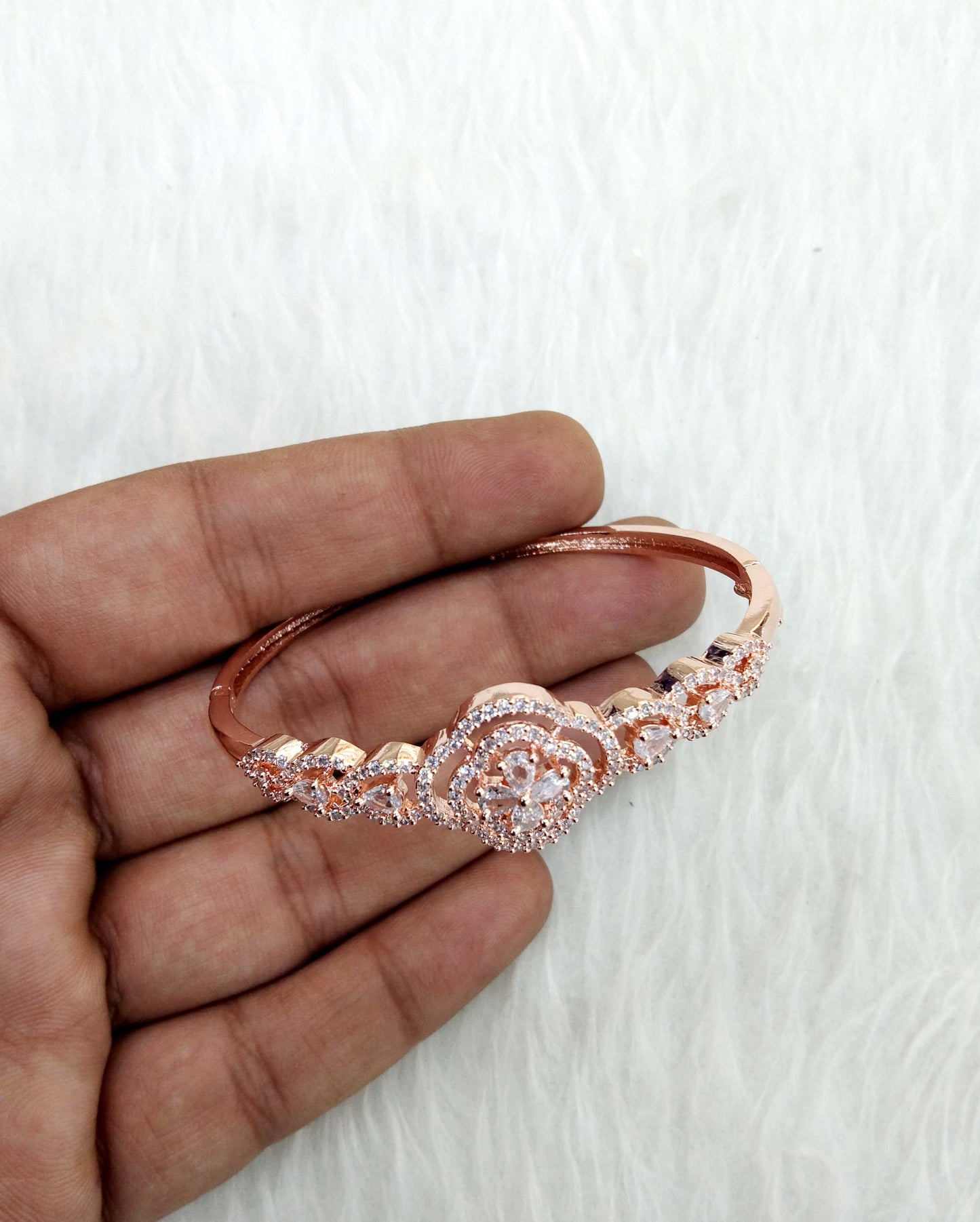 Rose gold silver openable bracelets  Jewellery/ Bollywood Jewelry/ Adjustable cubic zirconia bracelets /Wedding bracelets