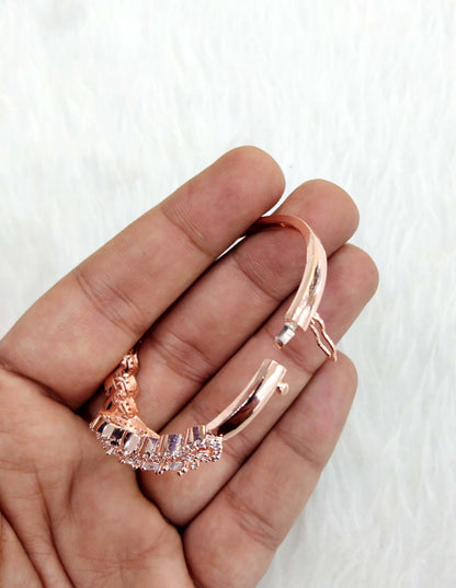 Rose gold silver openable bracelets  Jewellery/ Bollywood Jewelry/ Adjustable cubic zirconia bracelets /Wedding bracelets