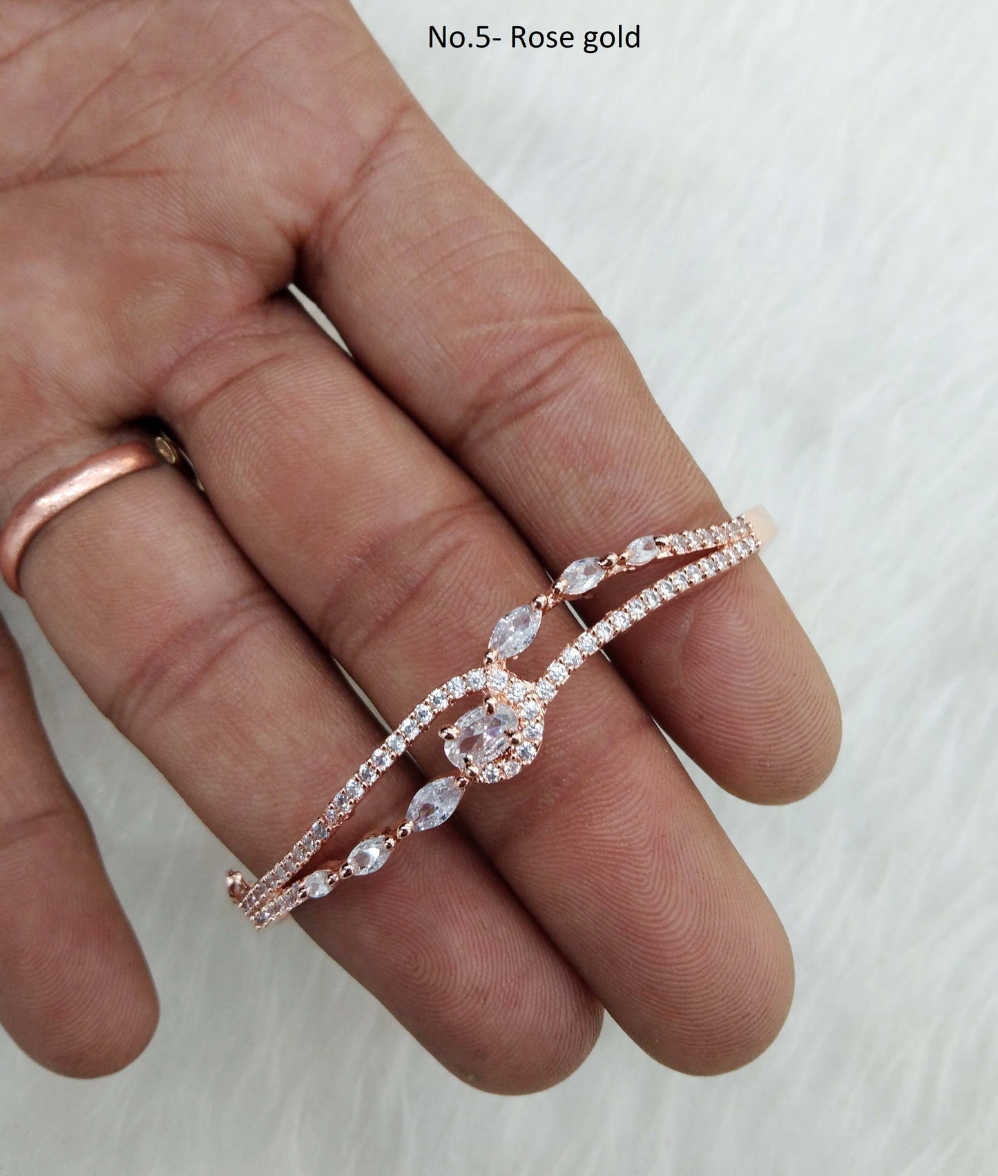 Rose gold silver openable bracelets  Jewellery/ Bollywood Jewelry/ Adjustable cubic zirconia bracelets /Wedding bracelets
