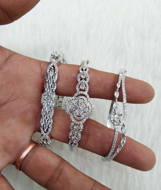 Rose gold silver openable bracelets  Jewellery/ Bollywood Jewelry/ Adjustable cubic zirconia bracelets /Wedding bracelets