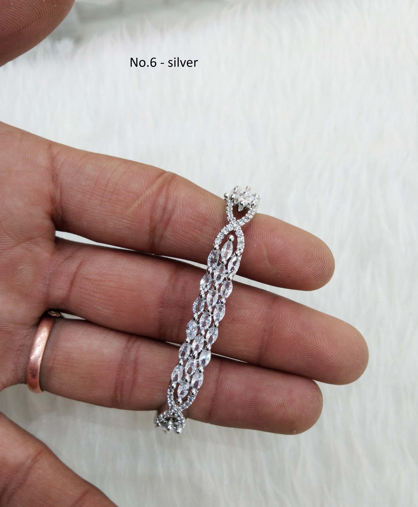 Rose gold silver openable bracelets  Jewellery/ Bollywood Jewelry/ Adjustable cubic zirconia bracelets /Wedding bracelets