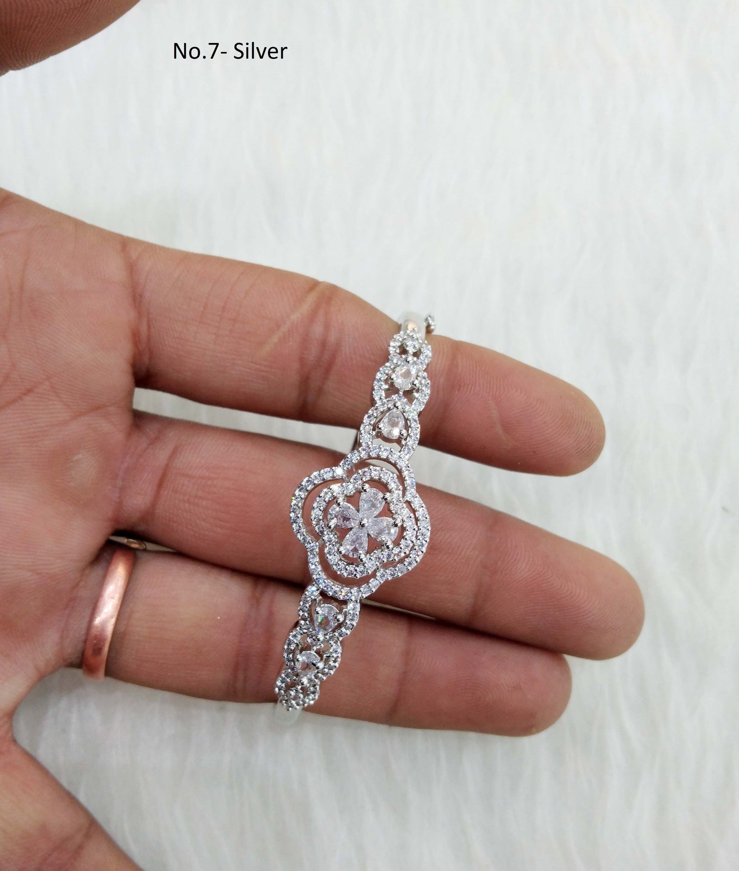 Rose gold silver openable bracelets  Jewellery/ Bollywood Jewelry/ Adjustable cubic zirconia bracelets /Wedding bracelets