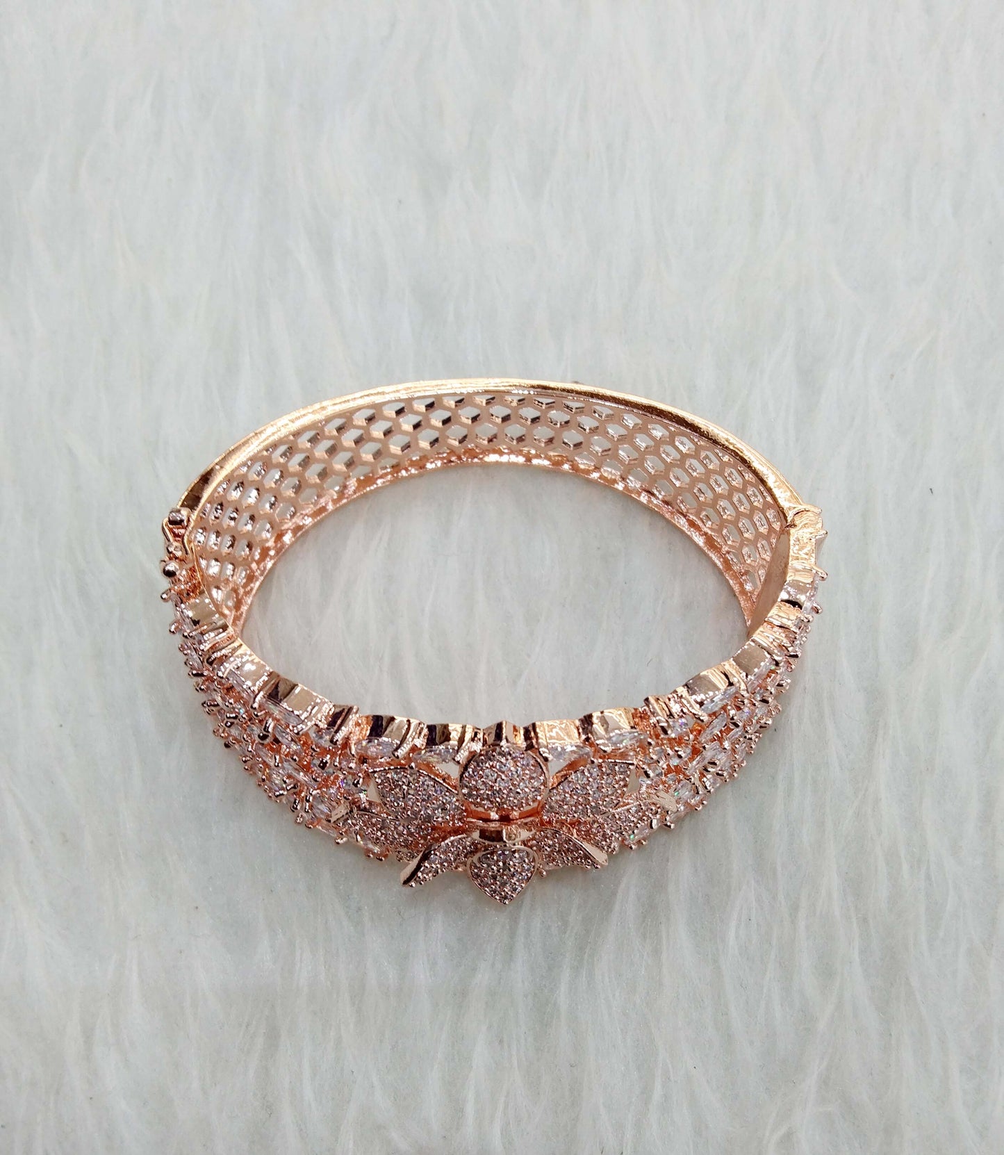Rose gold silver openable bracelets    Jewellery/ Bollywood Jewelry/ Adjustable cubic zirconia bracelets /Wedding bracelets