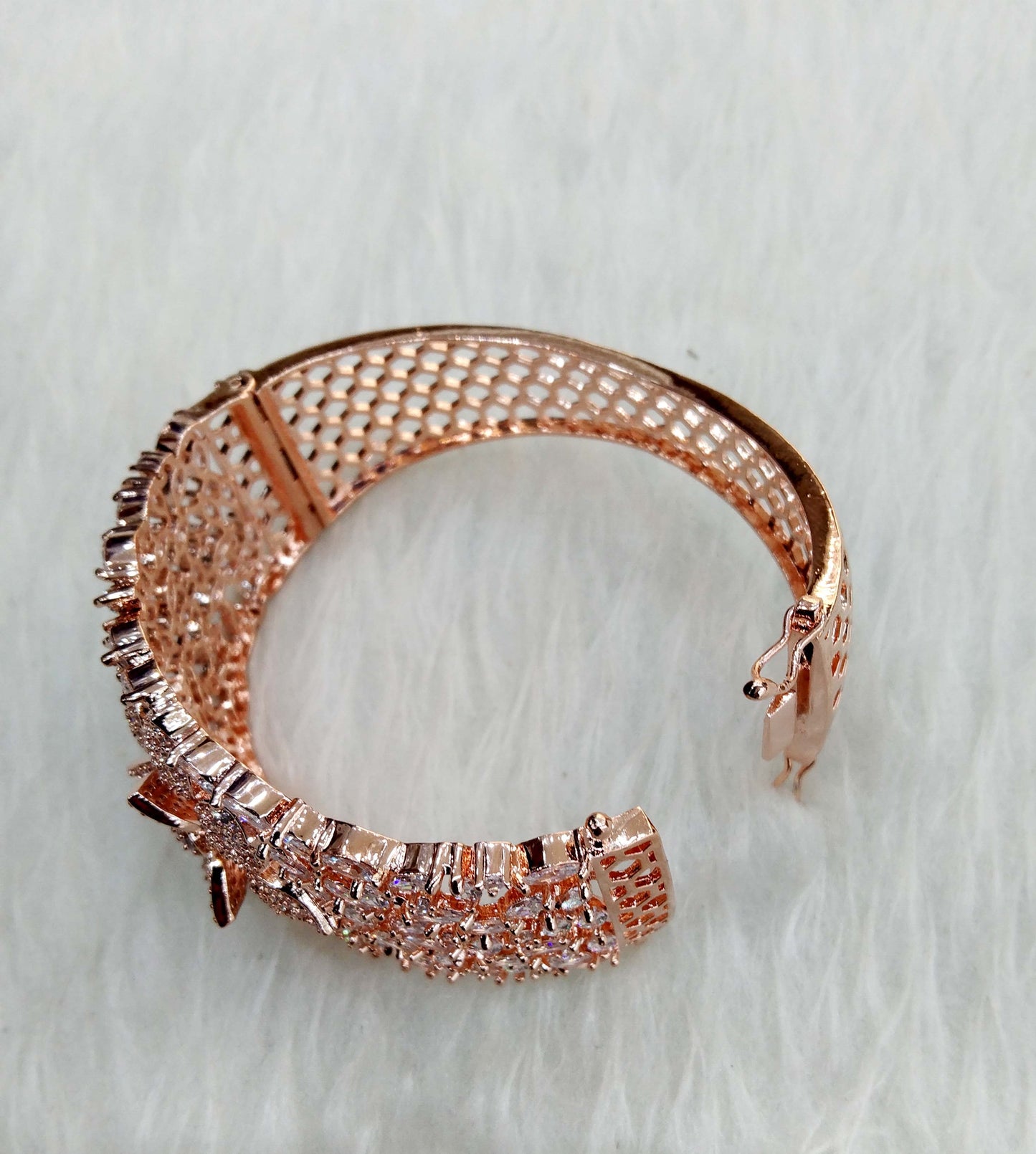 Rose gold silver openable bracelets    Jewellery/ Bollywood Jewelry/ Adjustable cubic zirconia bracelets /Wedding bracelets