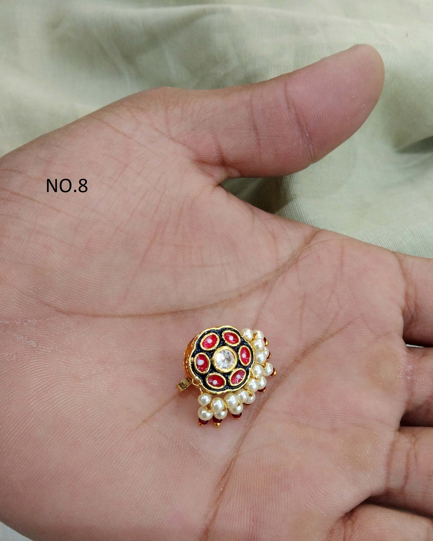 Indian Jewellery Nose Pin Clip On Clasp Wedding Nathini/Non Pierced Gold Clip On Nose Pin/Bollywood Style  Jewellery/Nose Pin