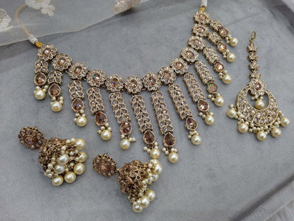 Dark gold  necklace Set/ dark gold  Indian Bridal animal Jewellery